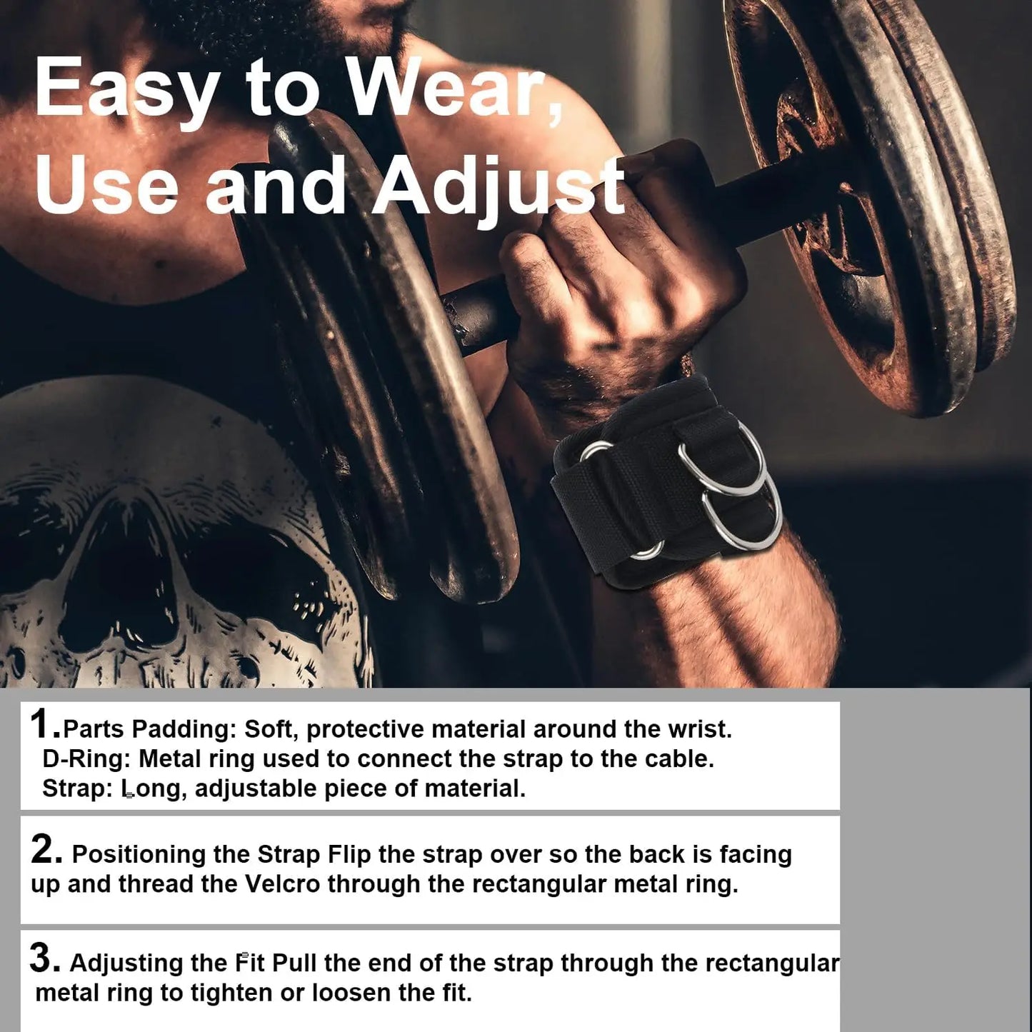 2pcs Wrist Straps for Weightlifting Weightlifting Straps with D Ring Weight Lifting Straps Deadlift Straps for Gym Straps