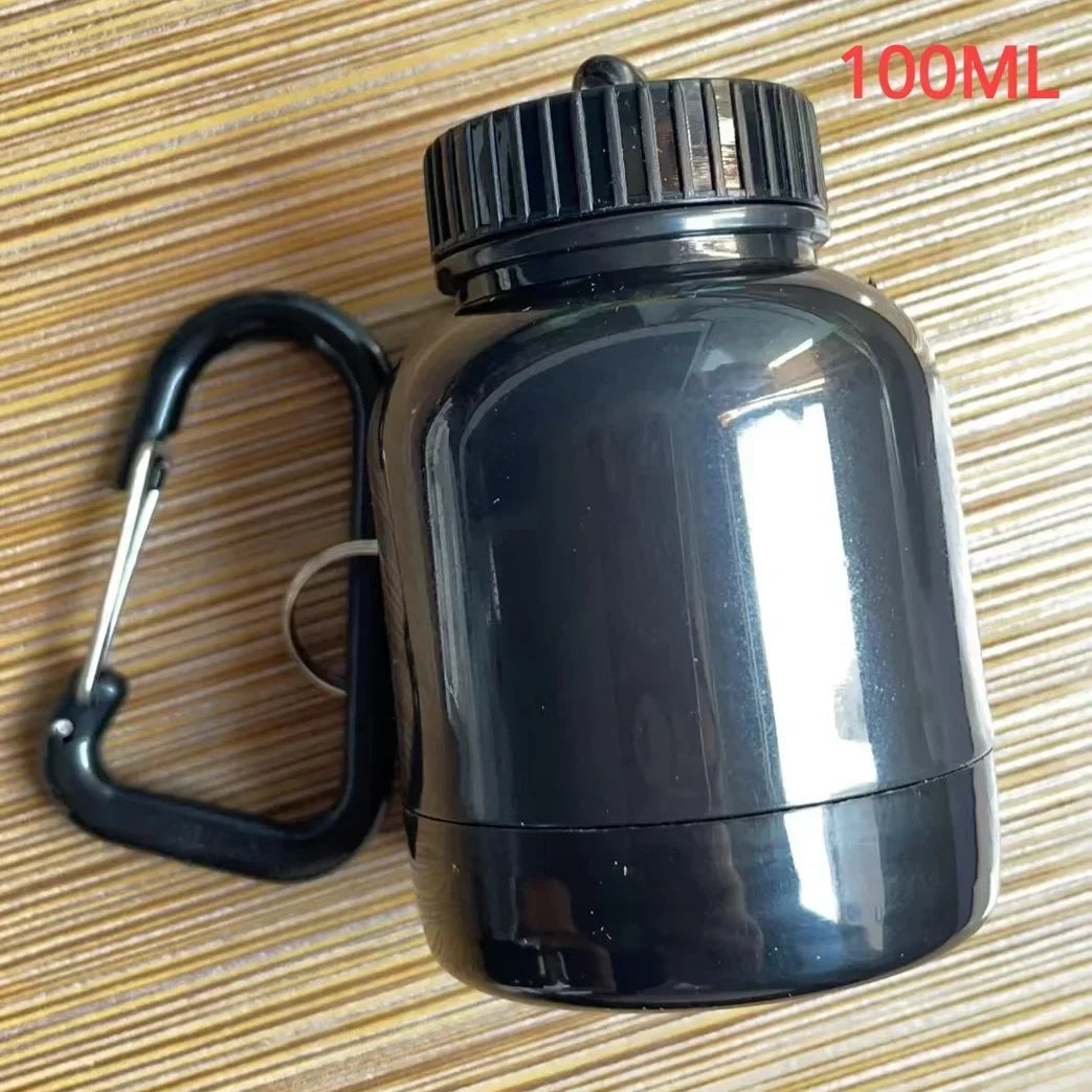 100/200ML Portable Mini Protein Powder Bottle with Keychain Health Funnel Medicine Box Container Small Cup Outdoor Sport Storage