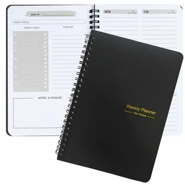52 Weeks Weekly Planner Notebook A5 Undated Spiral Agenda Daily Student Schedules Journal Stationery Office School Supplies