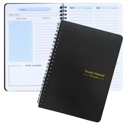 52 Weeks Weekly Planner Notebook A5 Undated Spiral Agenda Daily Student Schedules Journal Stationery Office School Supplies